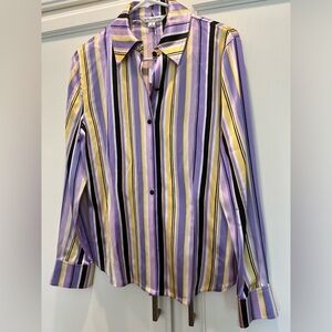 - St. John satin blend striped blouse. NWOT. Size Small